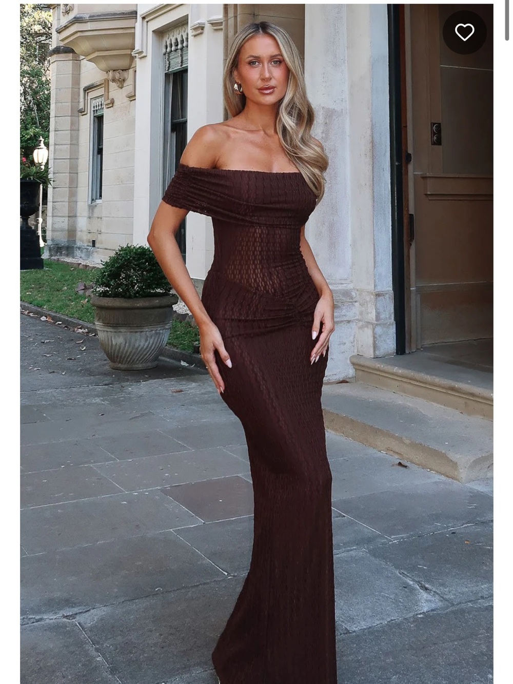 White Fox Boutique Strapless Chocolate Brown Ribbed Maxi Dress